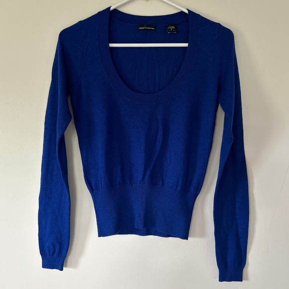 ☀3/30$!! Royal Blue Silk & Cashmere Scoop Neck Long Sleeve - Picture 1 of 7